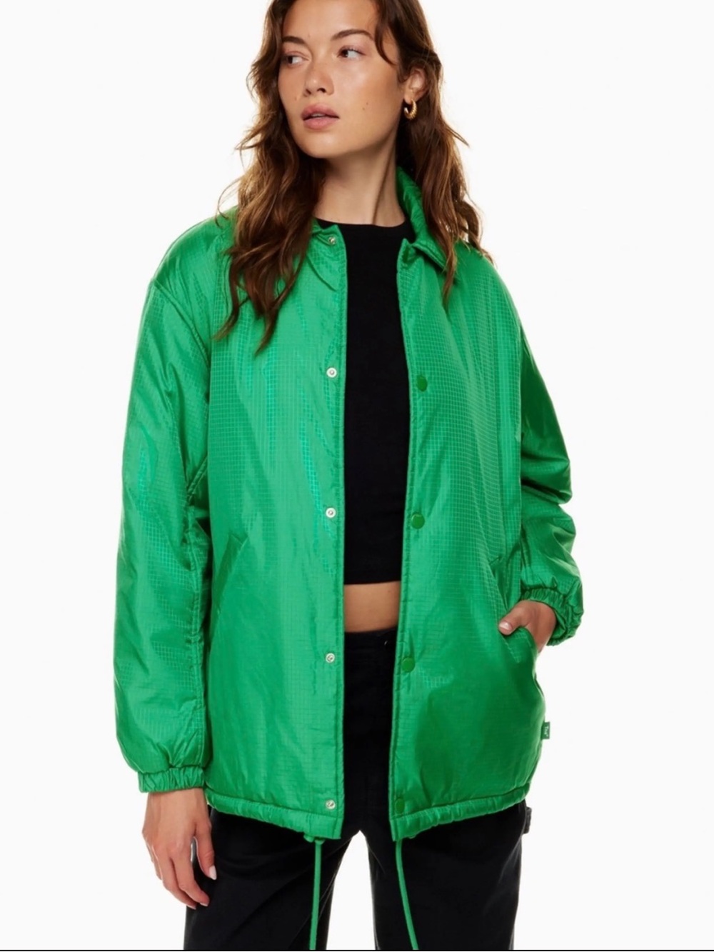 TNA Green Women's Varsity Bomber Coaches Jacket
